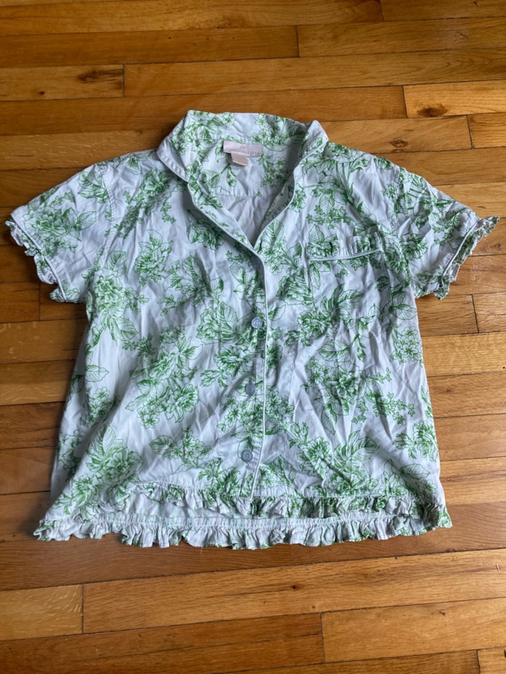 Rachel Parcell Green and White Floral Button-Up Top